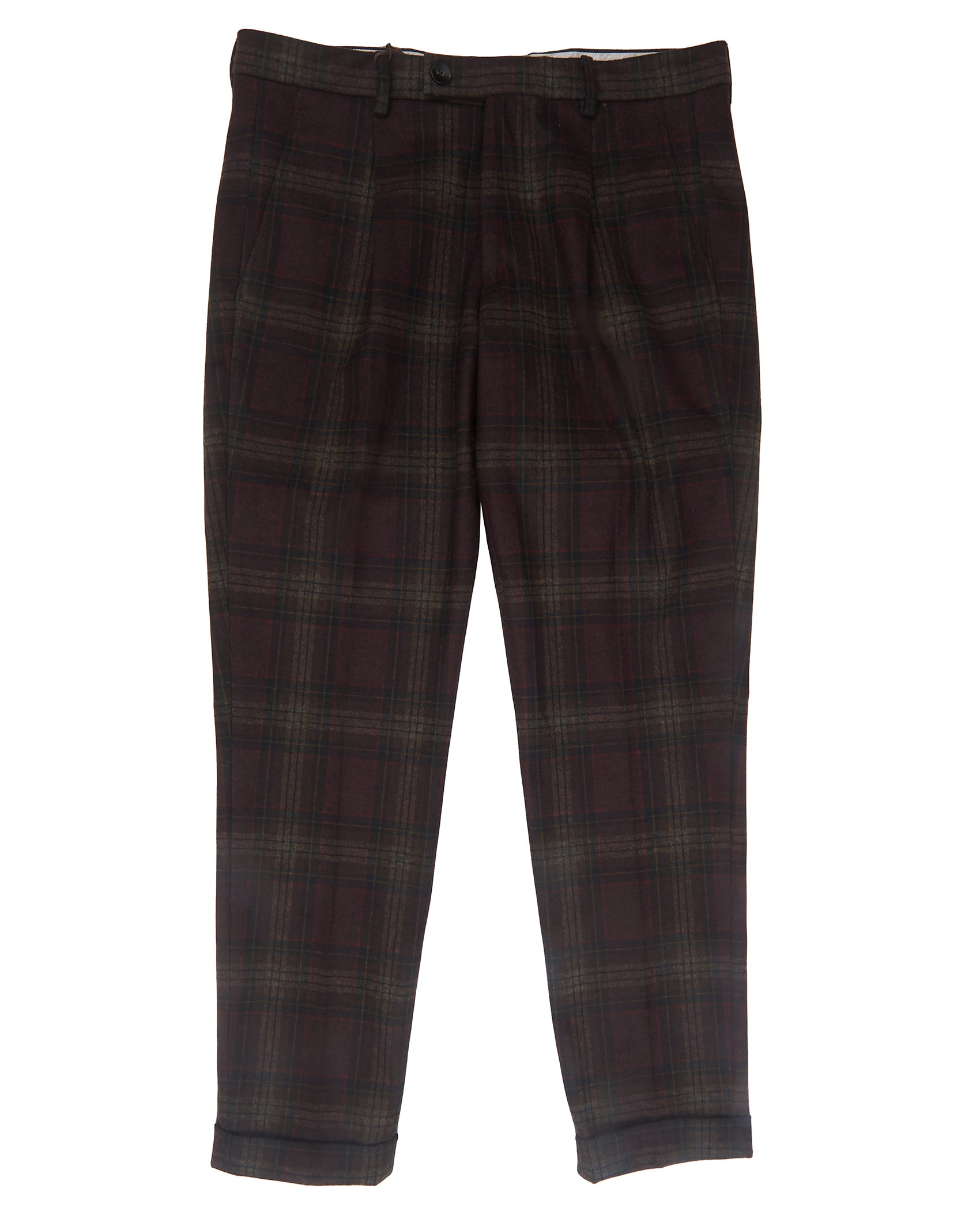 BURGUNDY PLAID Dress PANT with cuff