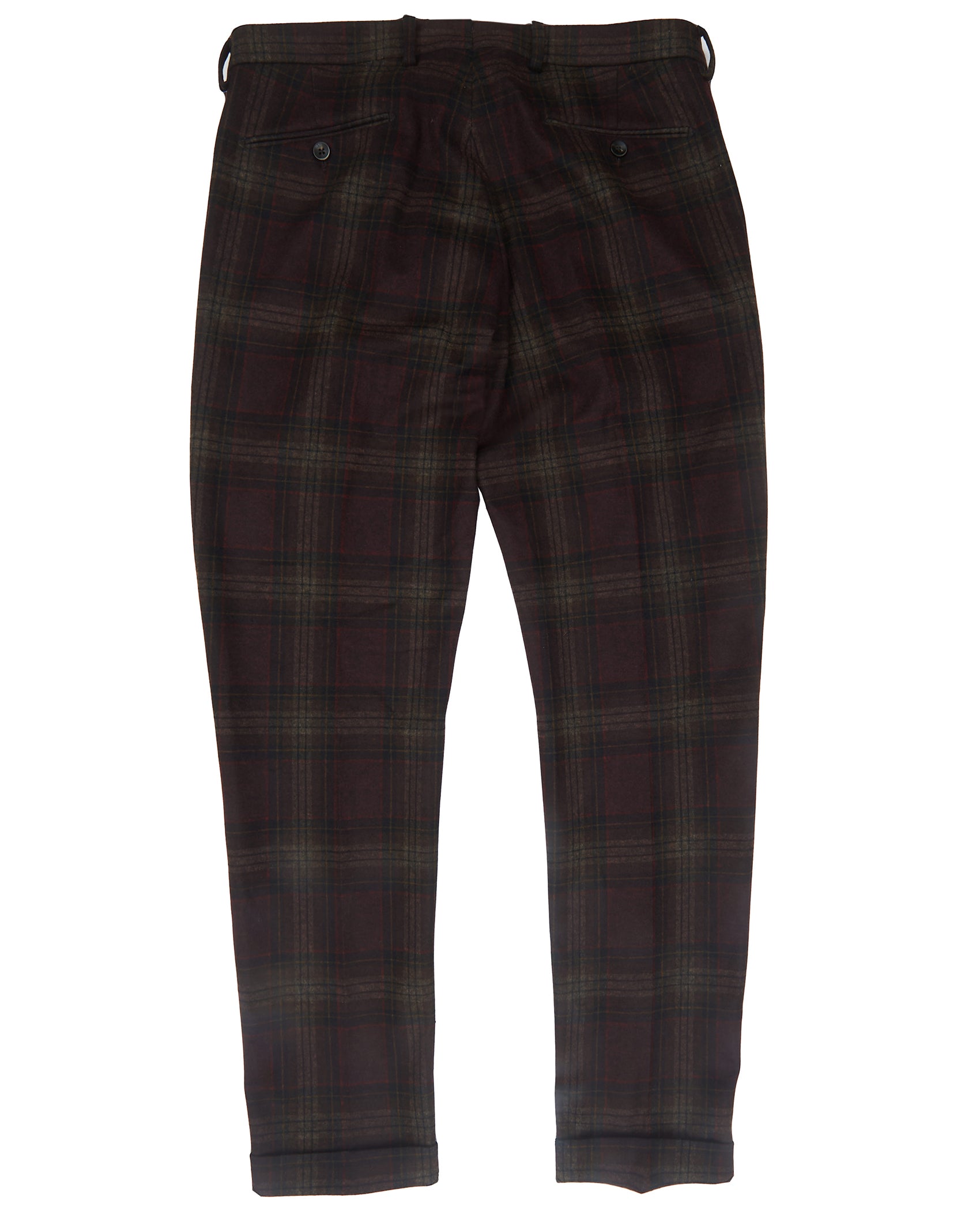 BURGUNDY PLAID Dress PANT with cuff