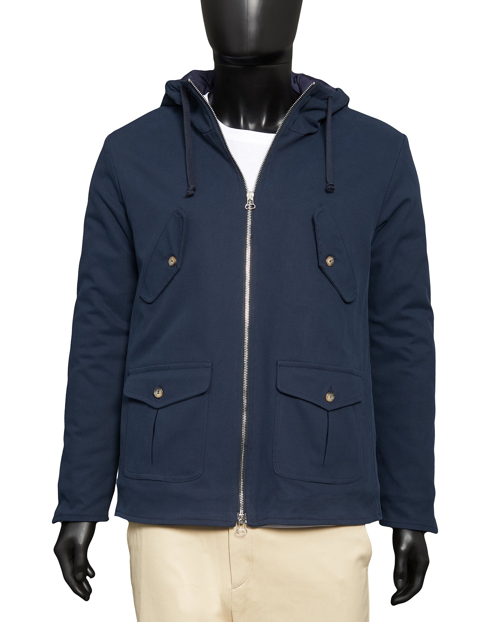 QUILTED 4-POCKET HOODED JACKET