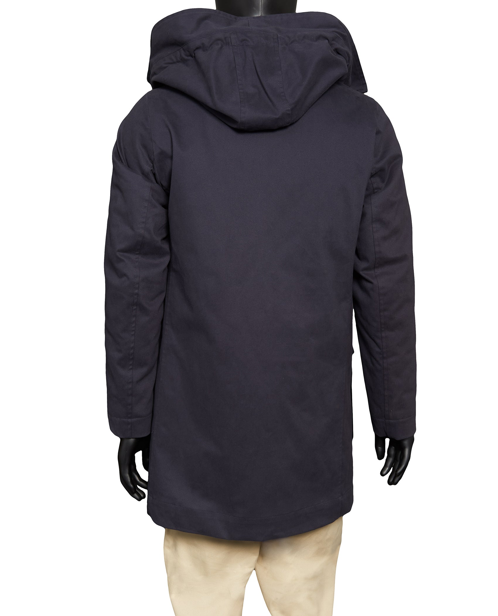Hooded Hidden Button Zip Overcoat