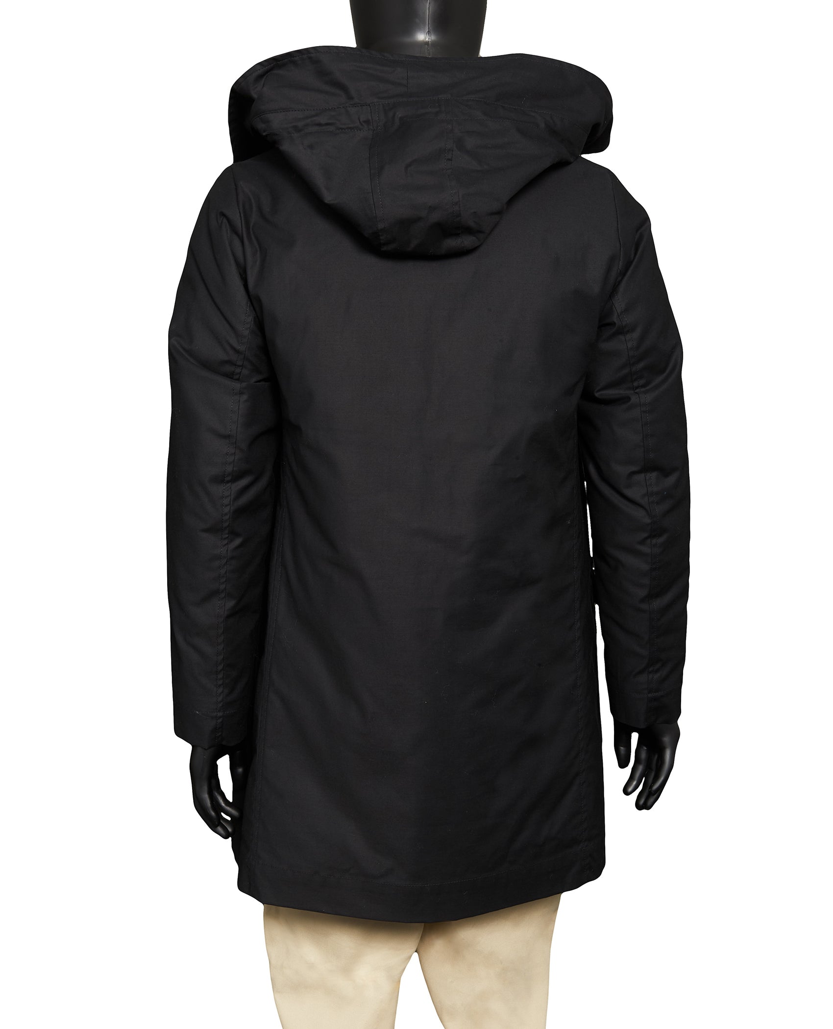 Hooded Hidden Button Zip Overcoat