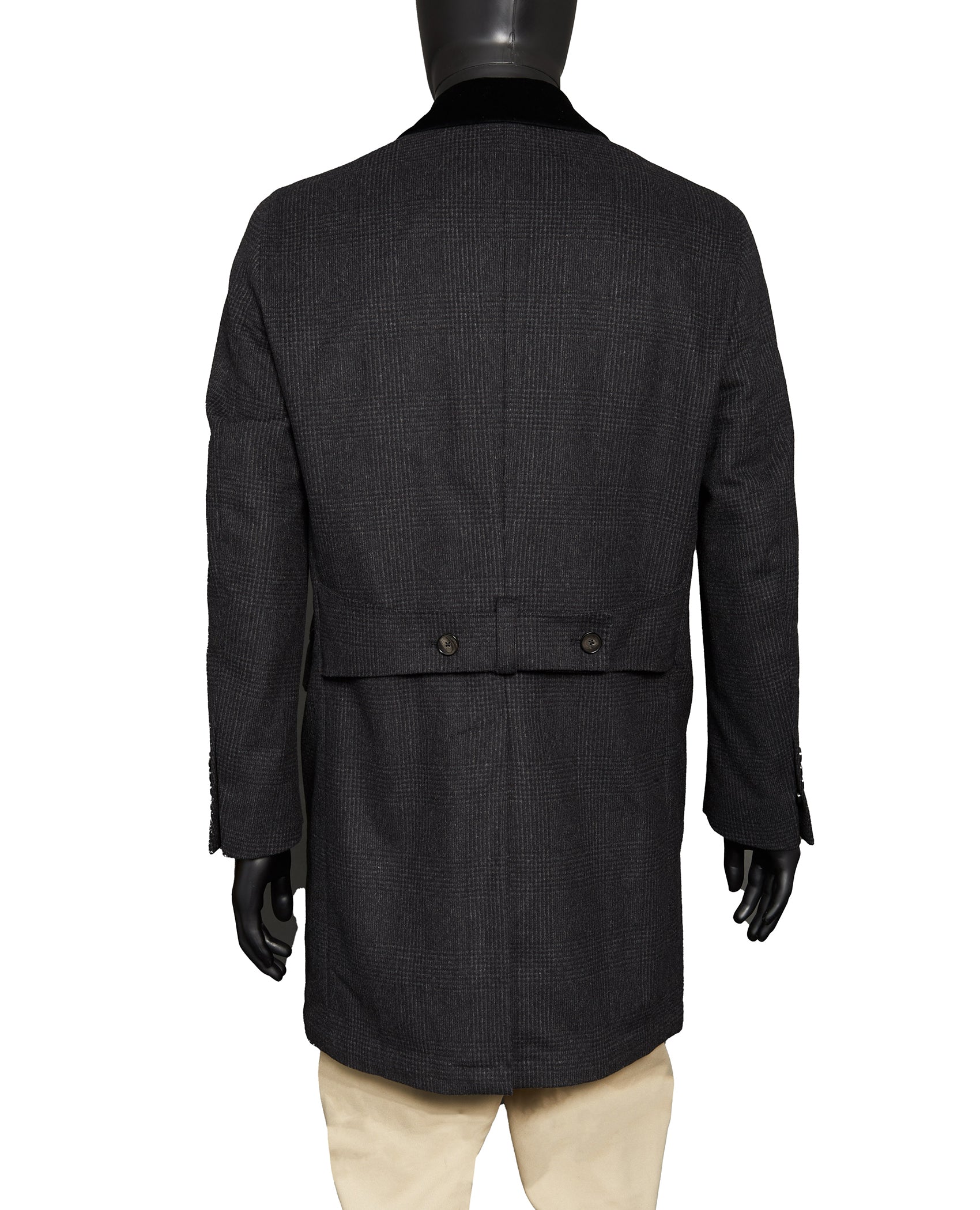 Three button Overcoat With Velvet Collar