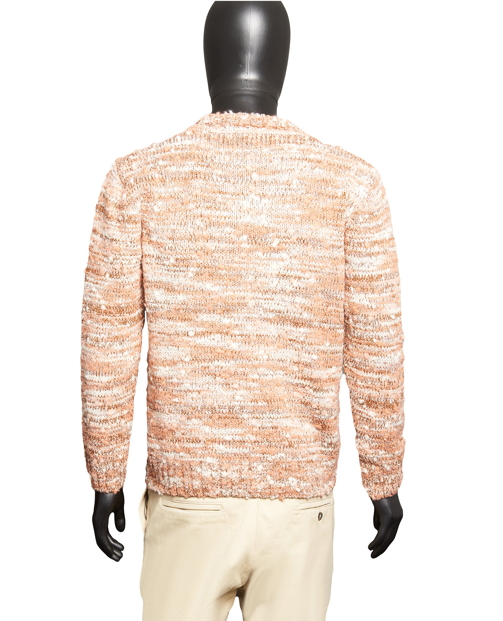 SALMON MELANGE TEXTURED CREW NECK SWEATER