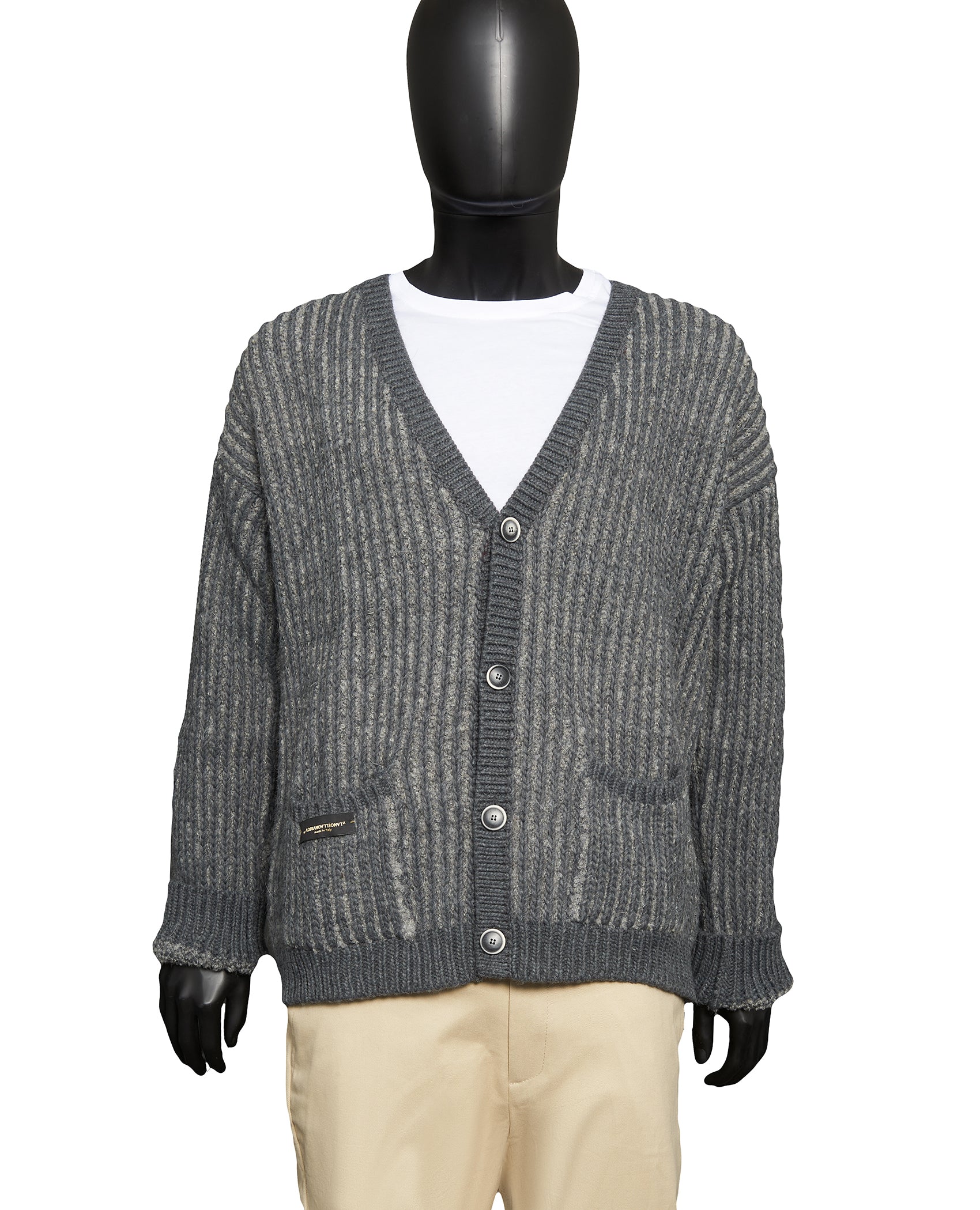 GREY STRIPED CARDIGAN