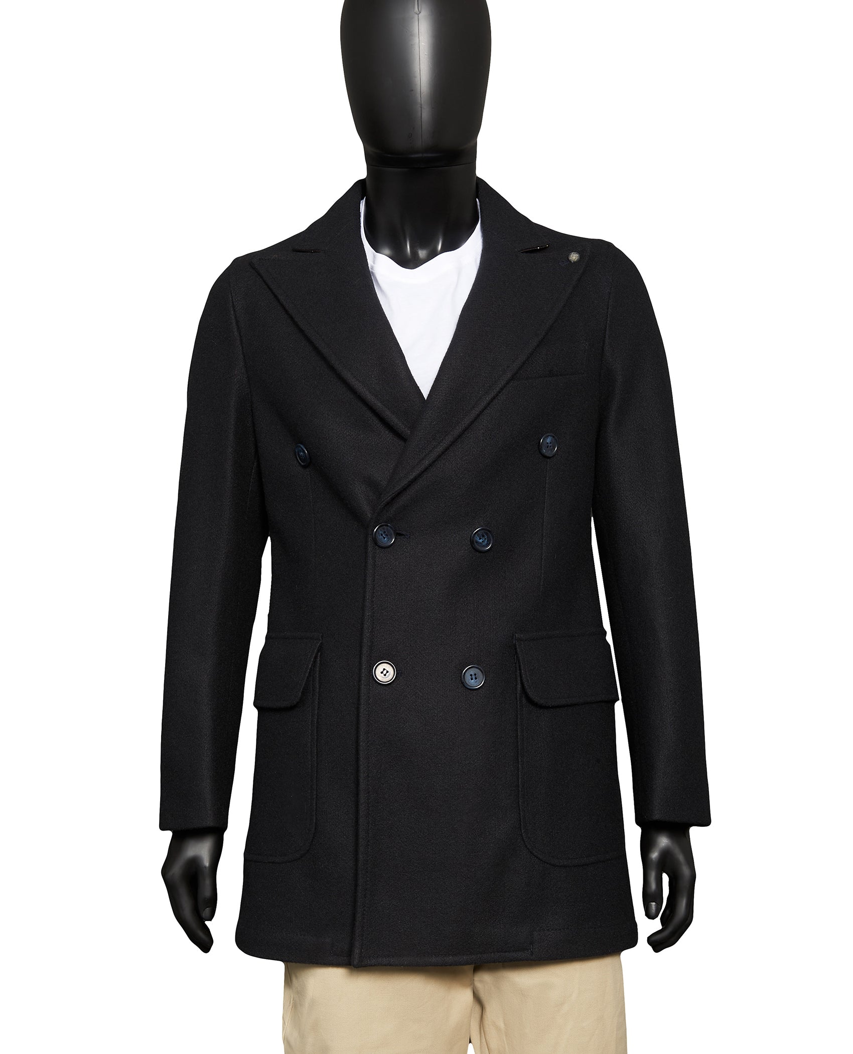 DOUBLE BREASTED PEA COAT WITH BELT